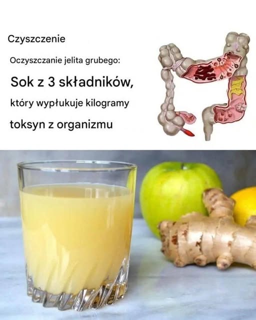 Sok oczyszczający jelita grubego: jabłka, imbir i cytryna wypłukują toksyny